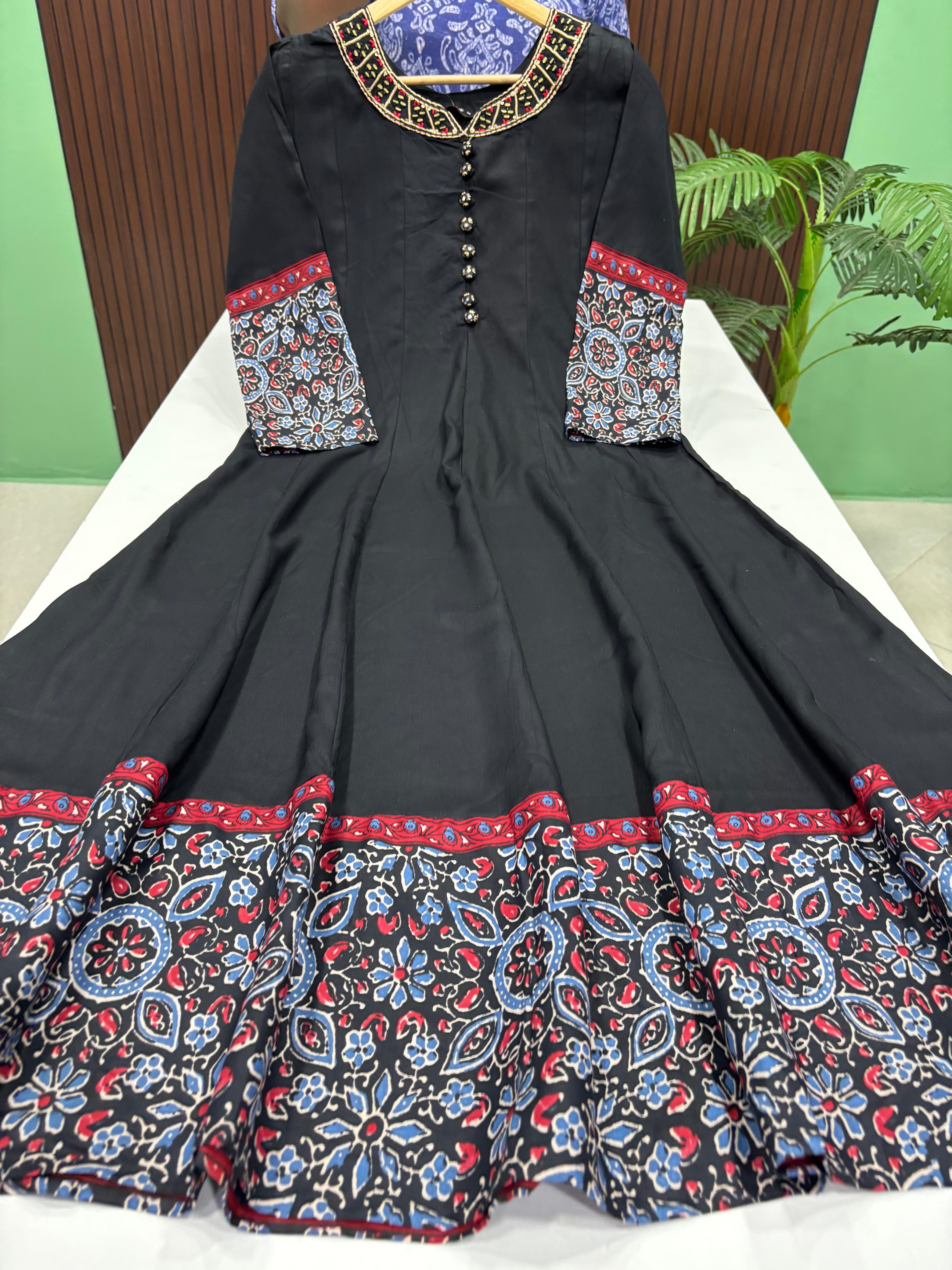 kalamkari Style Rayon Anarkali