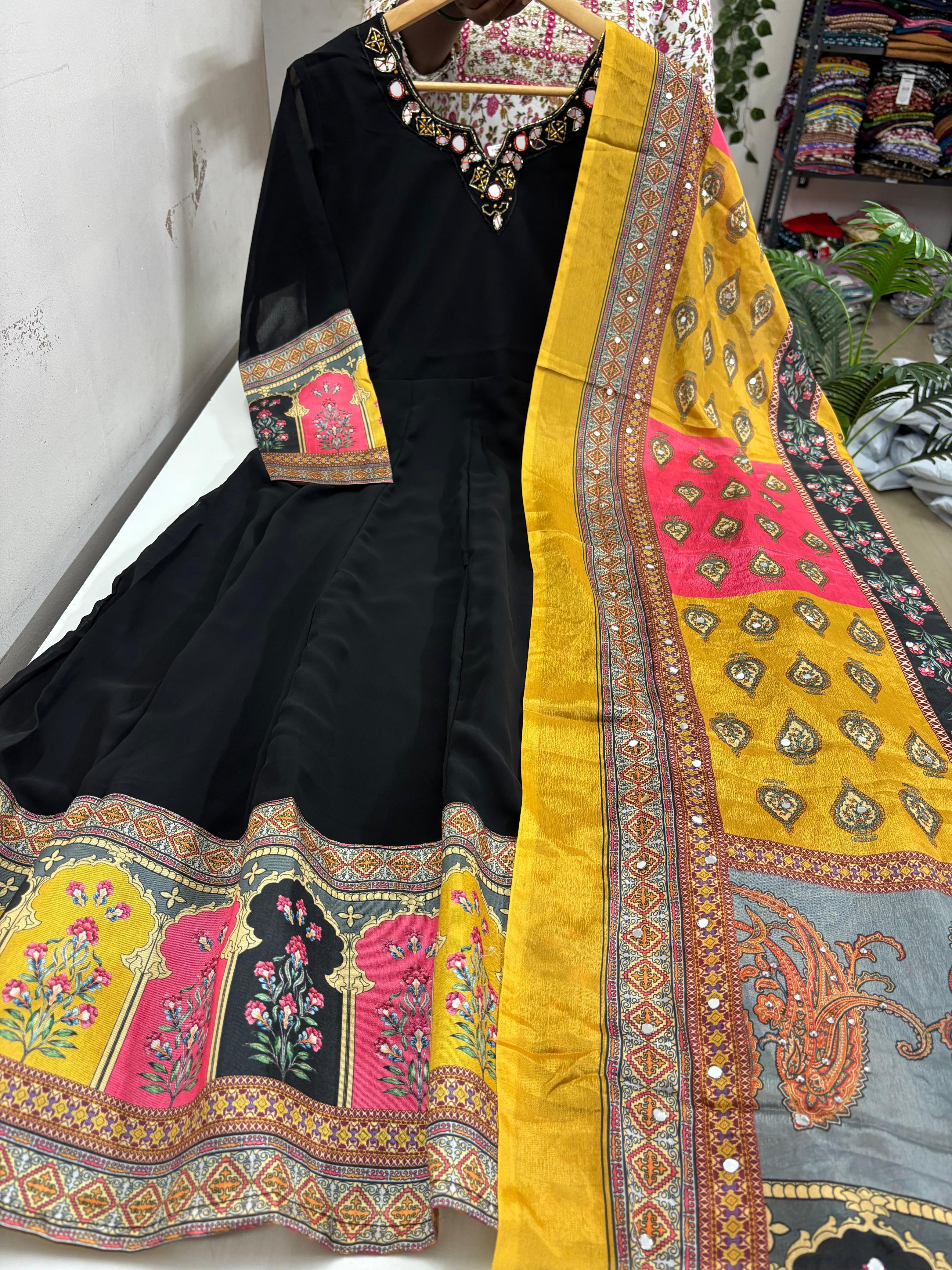 Georgette Anarkali Dupatta Set