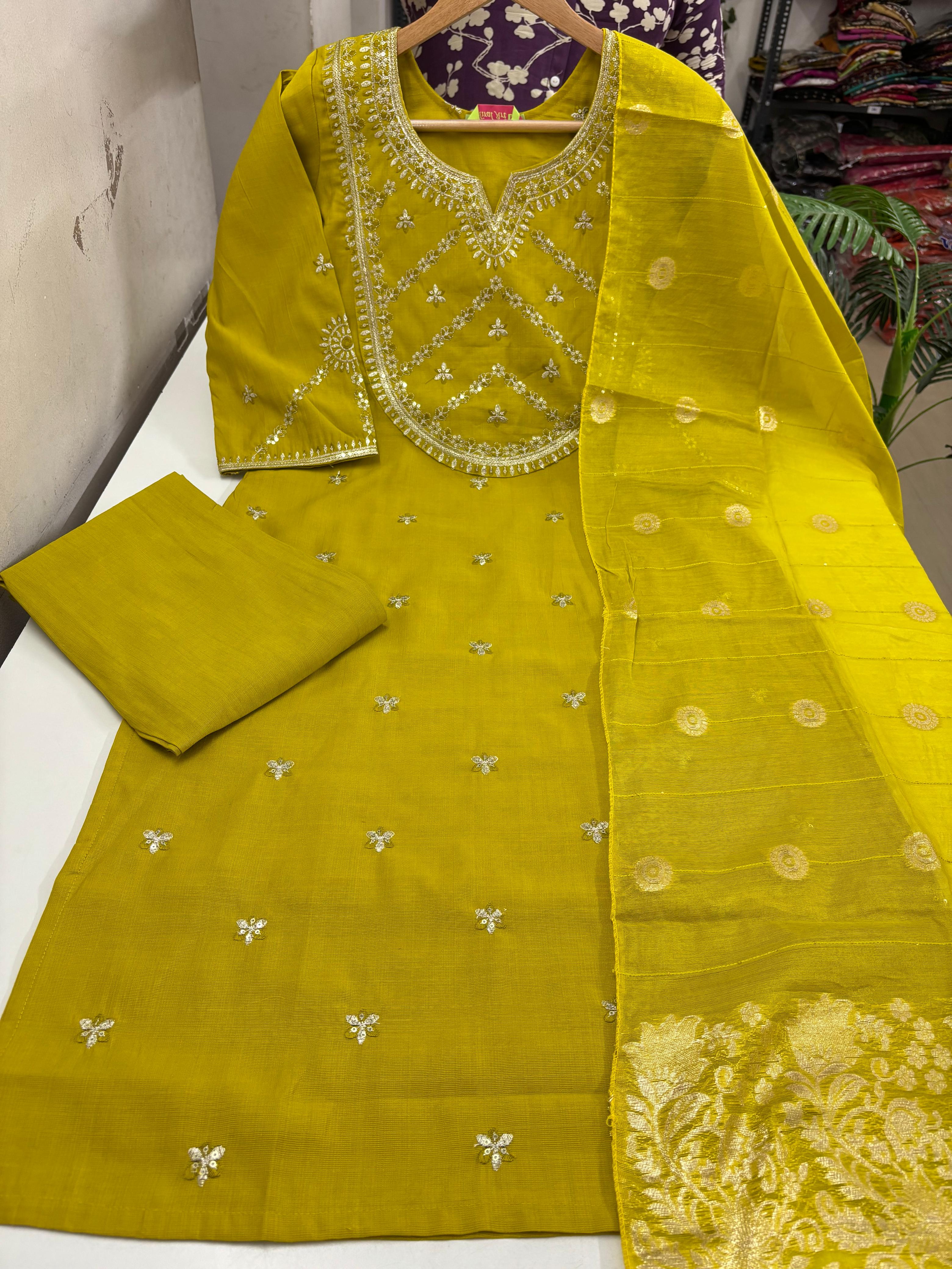 Vatican Silk Kurti With Pant & Dupatta Set