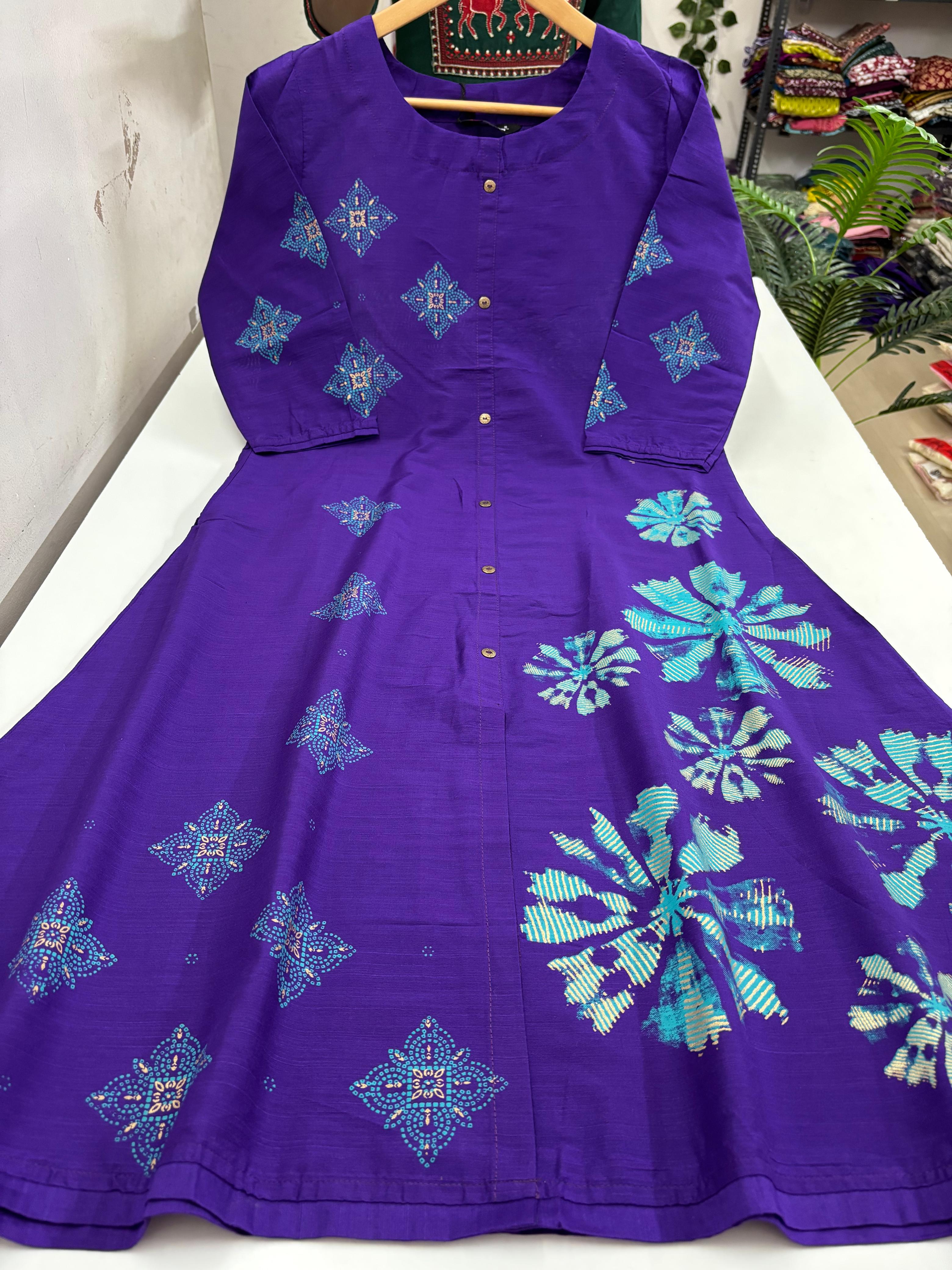 Semi Raw Silk A Line Kurti