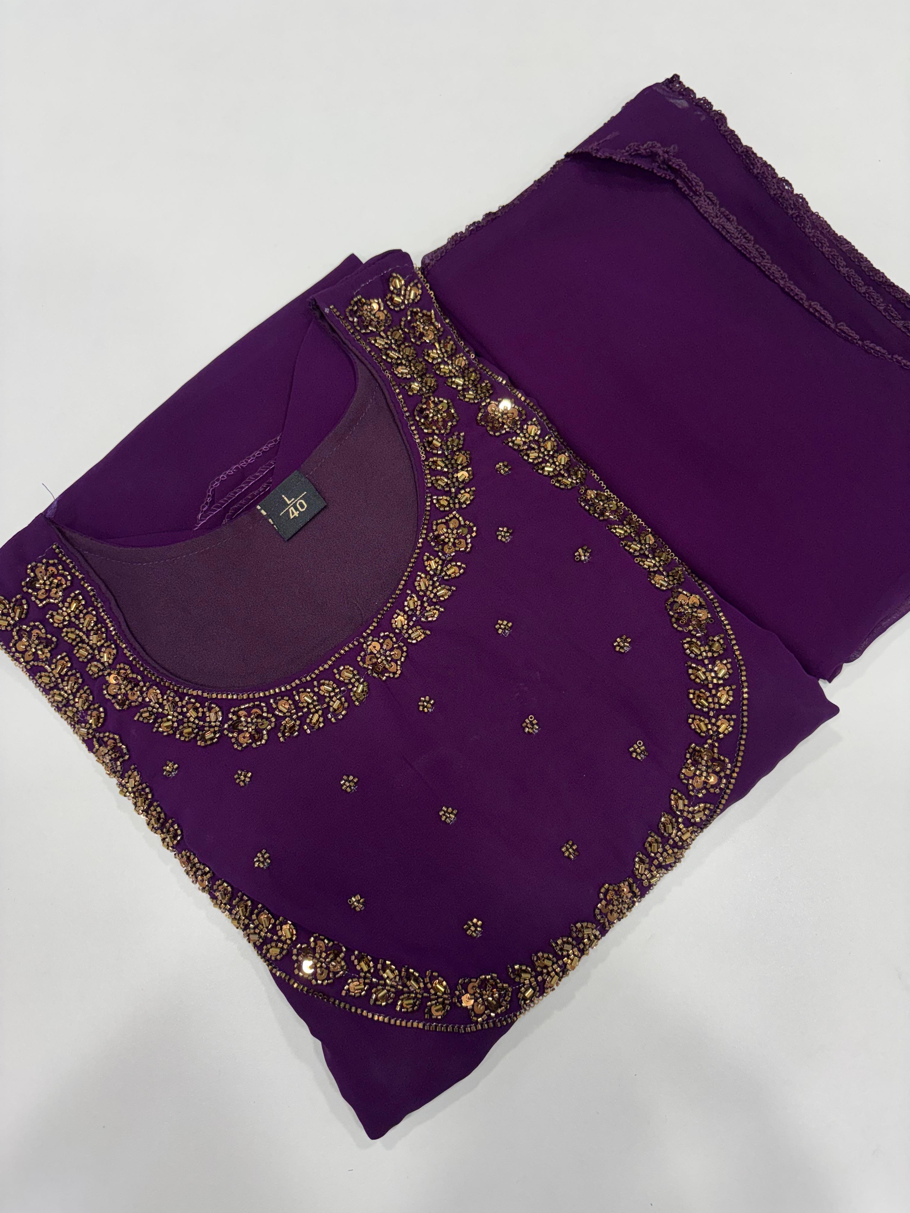 SS7549 Georgette Umbrella Kurti With Dupatta Set - Wine - Double Layer