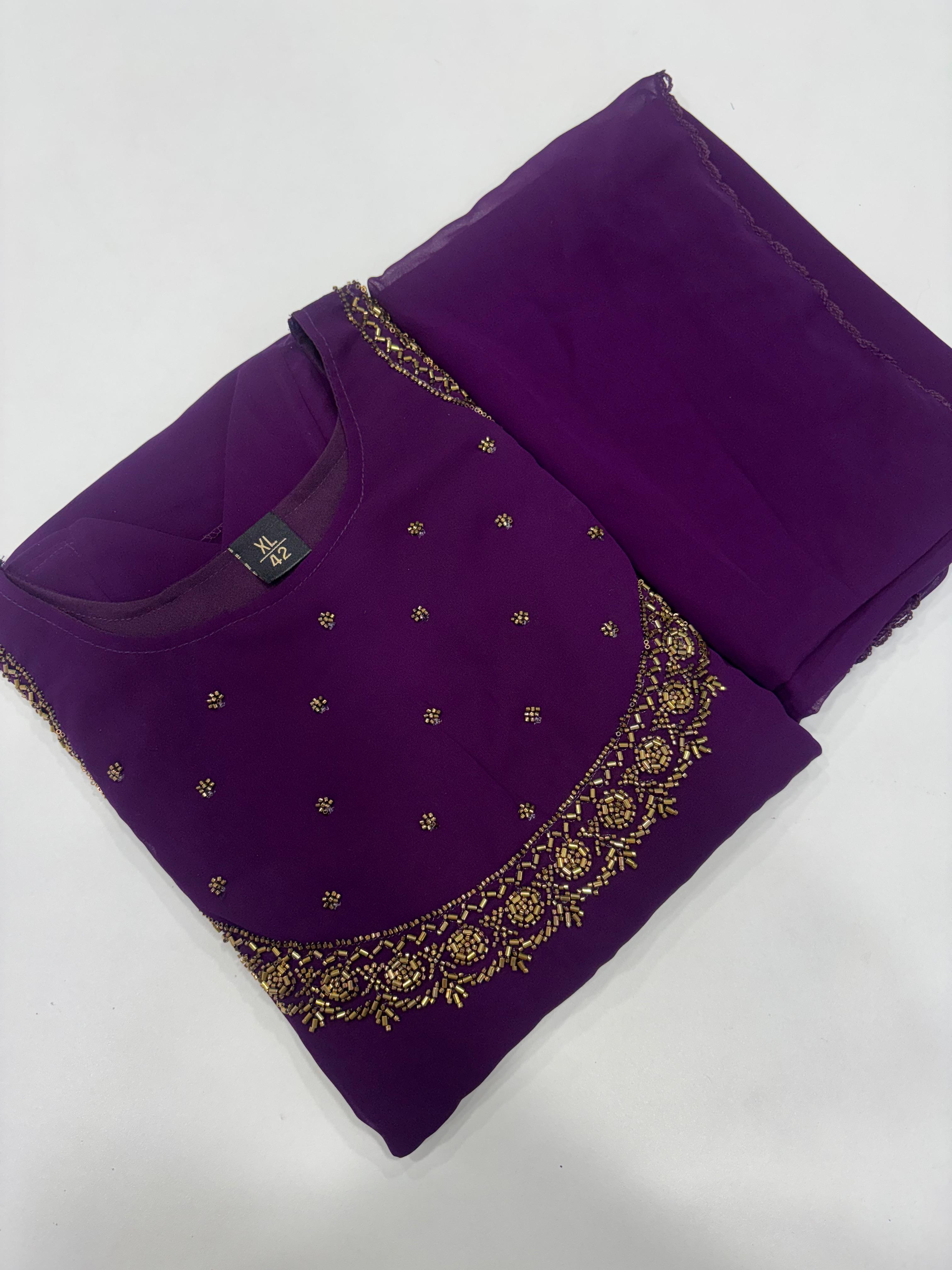 SS7552 Georgette Umbrella Kurti With Dupatta Set - Wine - Single Layer