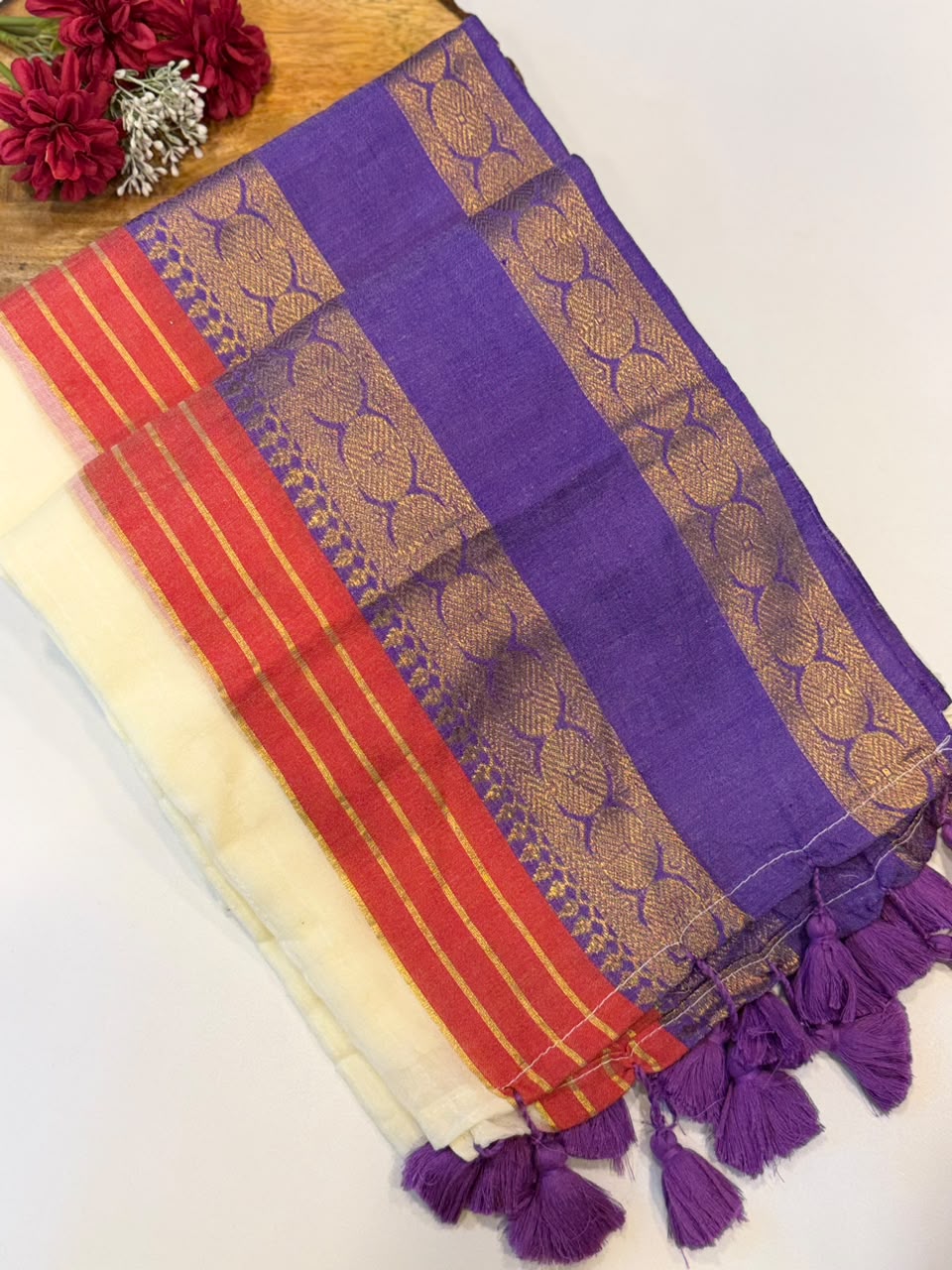 SS7677 Premium Mul Cotton Saree with Kanchi Border