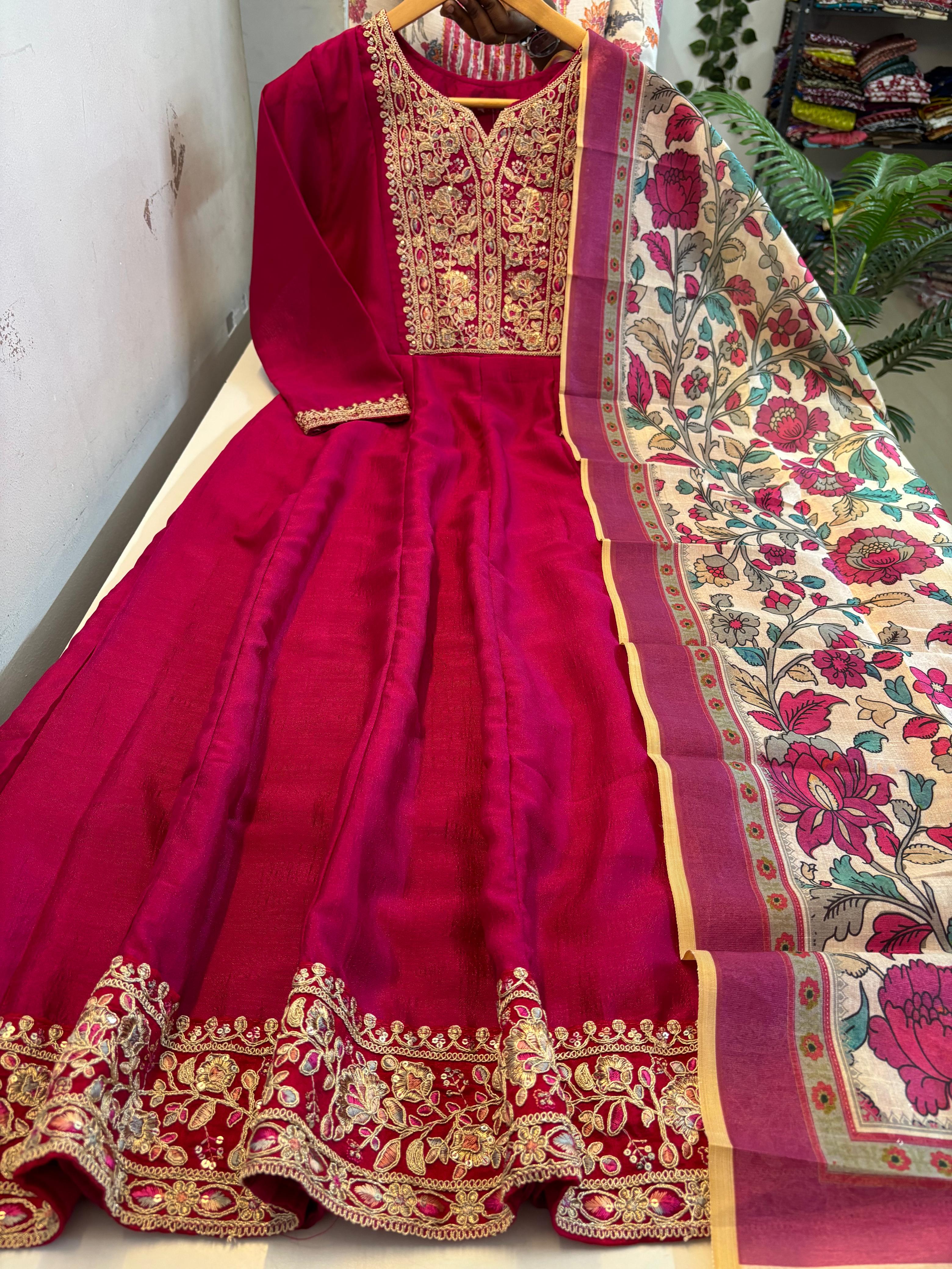Vichitra Silk Anarkali Dupatta Set
