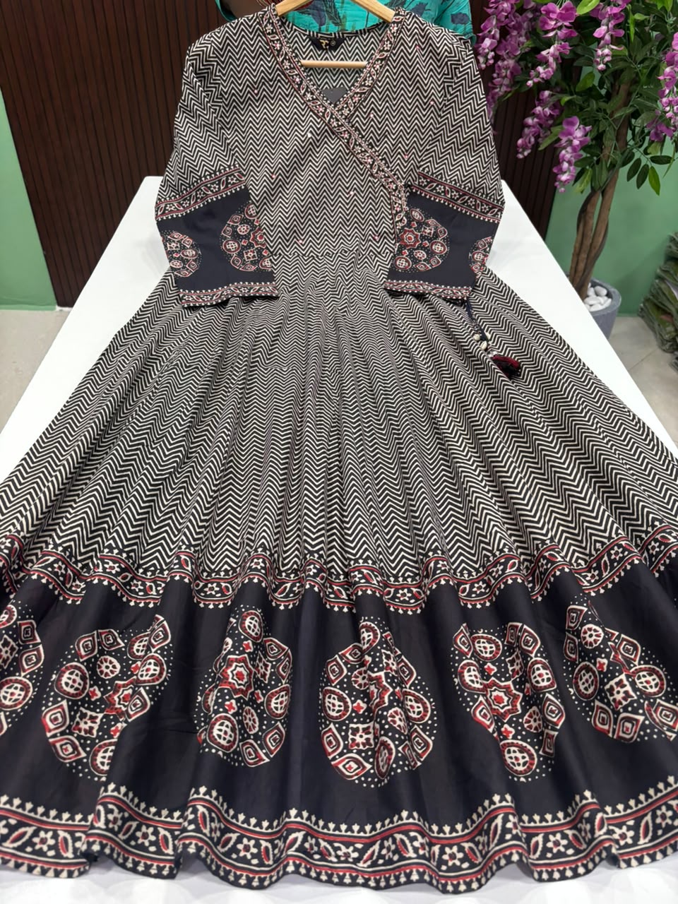 SS8332 Angrakha style Full Length Flared Anarkali