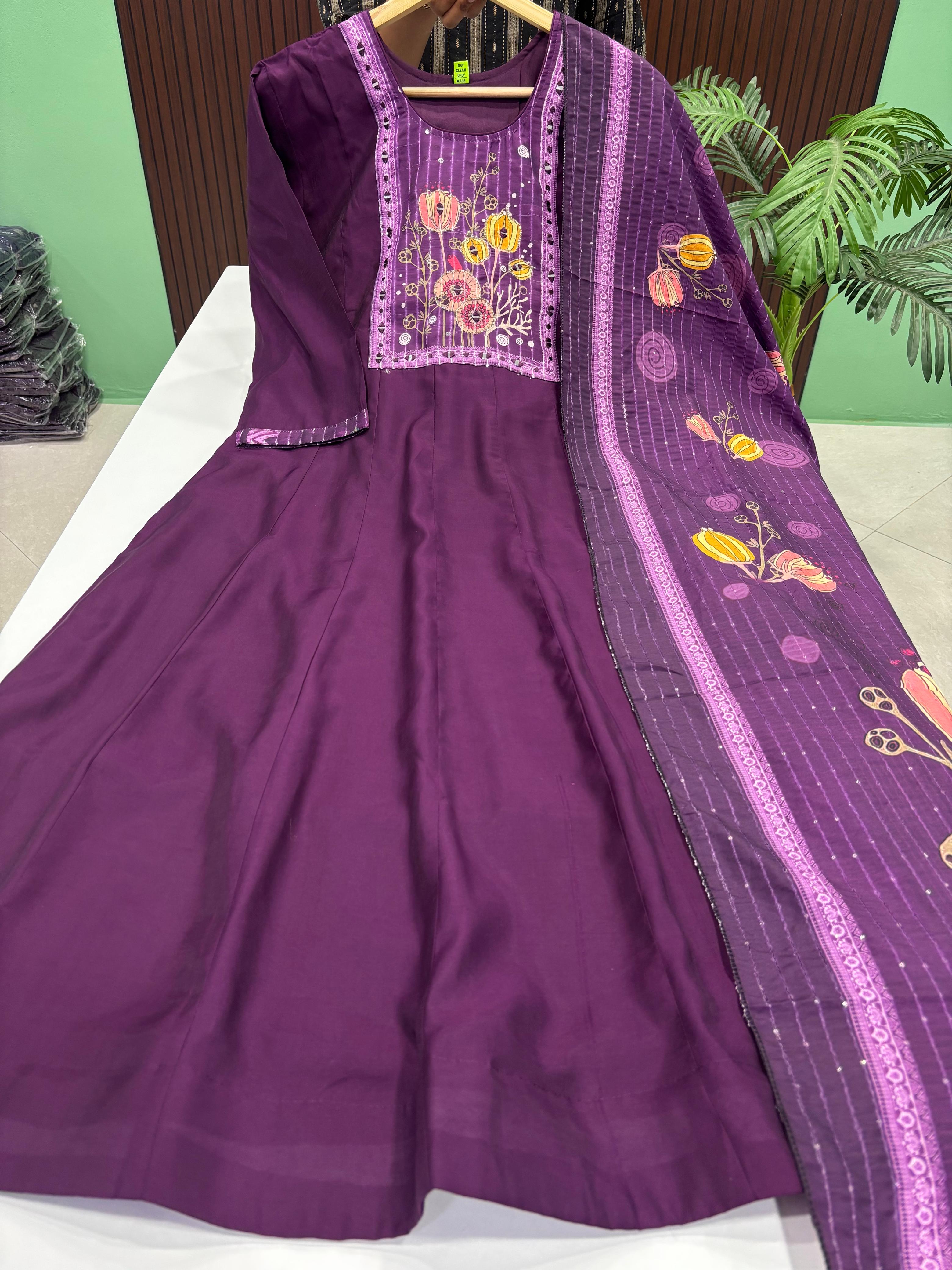 Roman Silk Anarkali With Dupatta Set