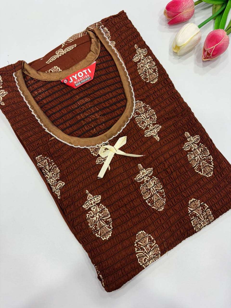 SS8715 Maxi Style Smocked Cotton Nighty