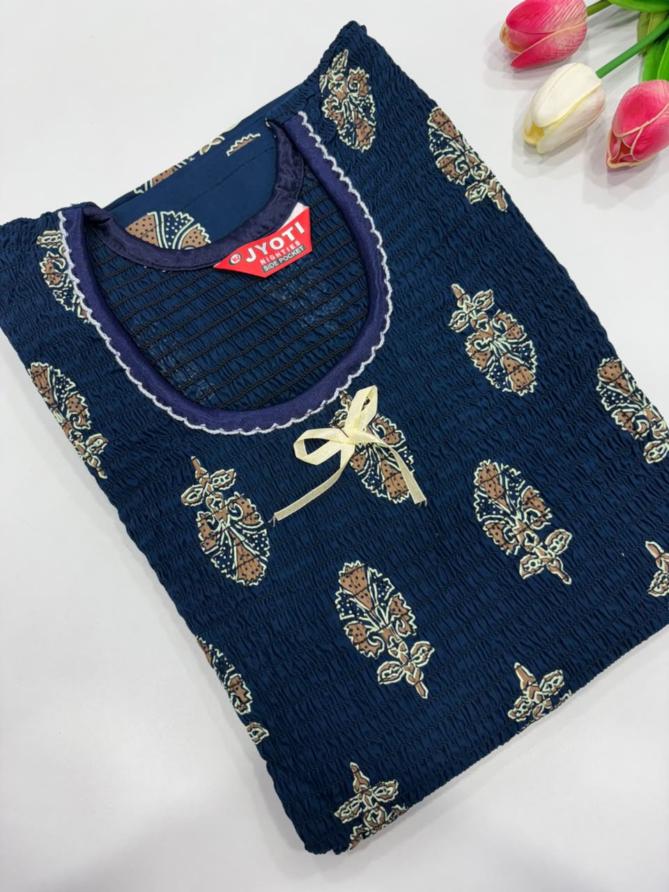 SS8719 Maxi Style Smocked Cotton Nighty