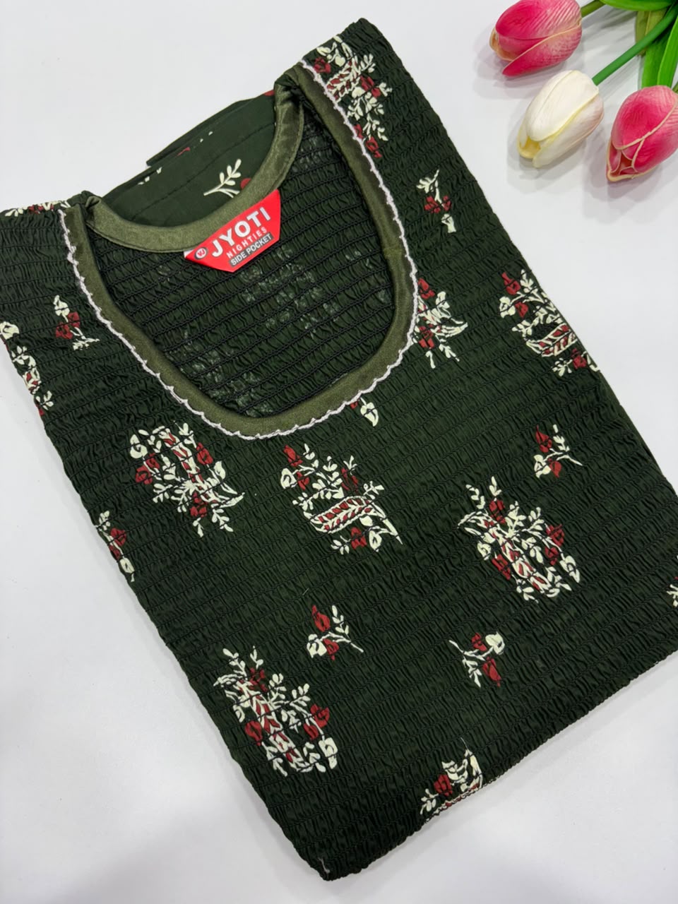 SS8723 Maxi Style Smocked Cotton Nighty