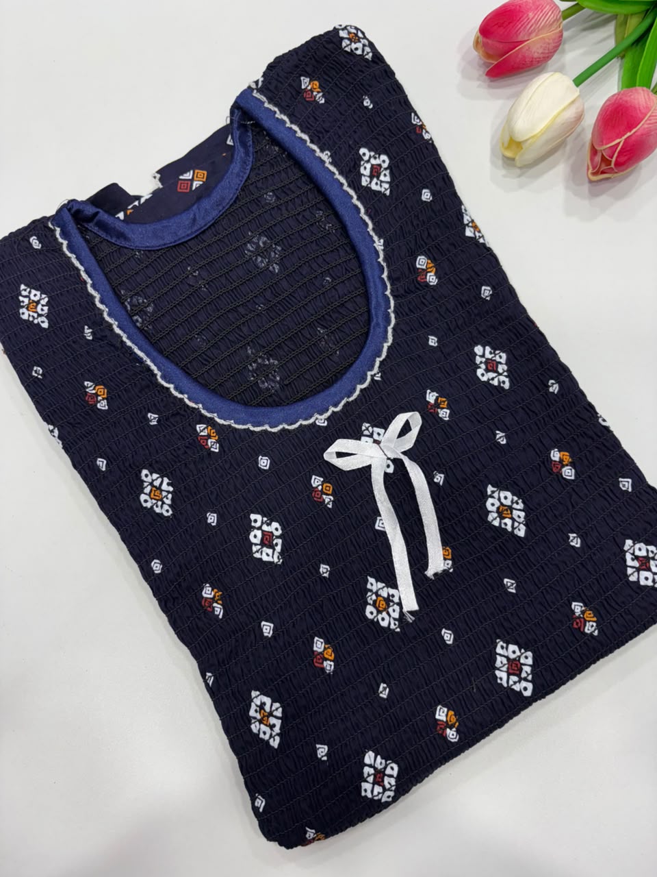 SS8733 Maxi Style Smocked Cotton Nighty