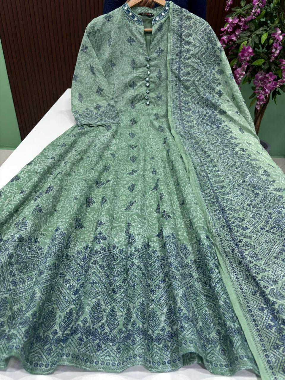 SS8974 Premium Cotton Anarkali with Dupatta Set