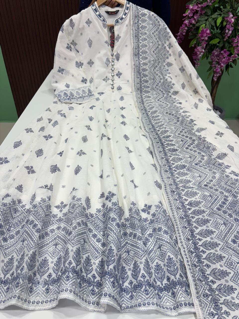 SS8977 Premium Cotton Anarkali with Dupatta Set