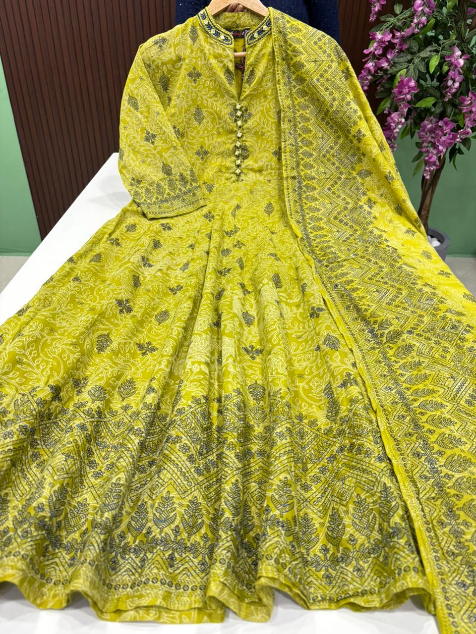 SS8976 Premium Cotton Anarkali with Dupatta Set