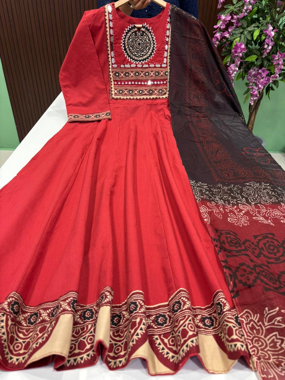 SS8978 Premium Cotton Anarkali with Dupatta Set