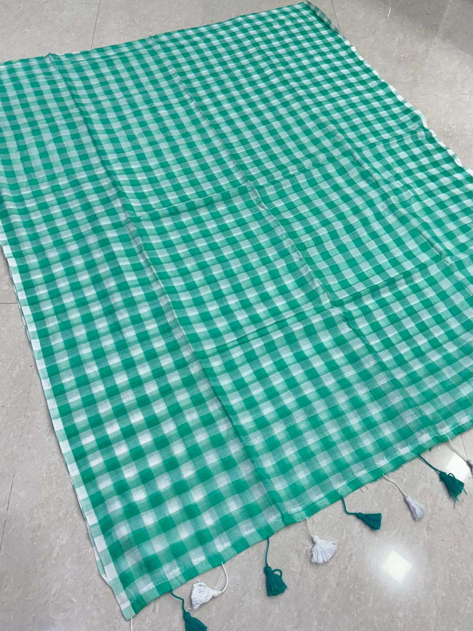 SS8683 Mul Cotton Checked Saree