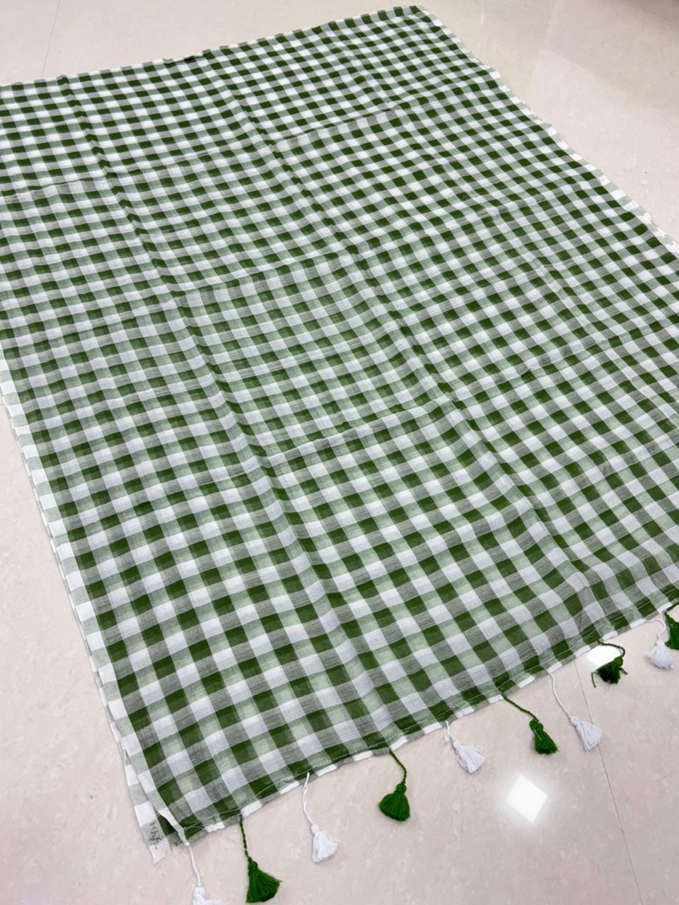 SS8684 Mul Cotton Checked Saree
