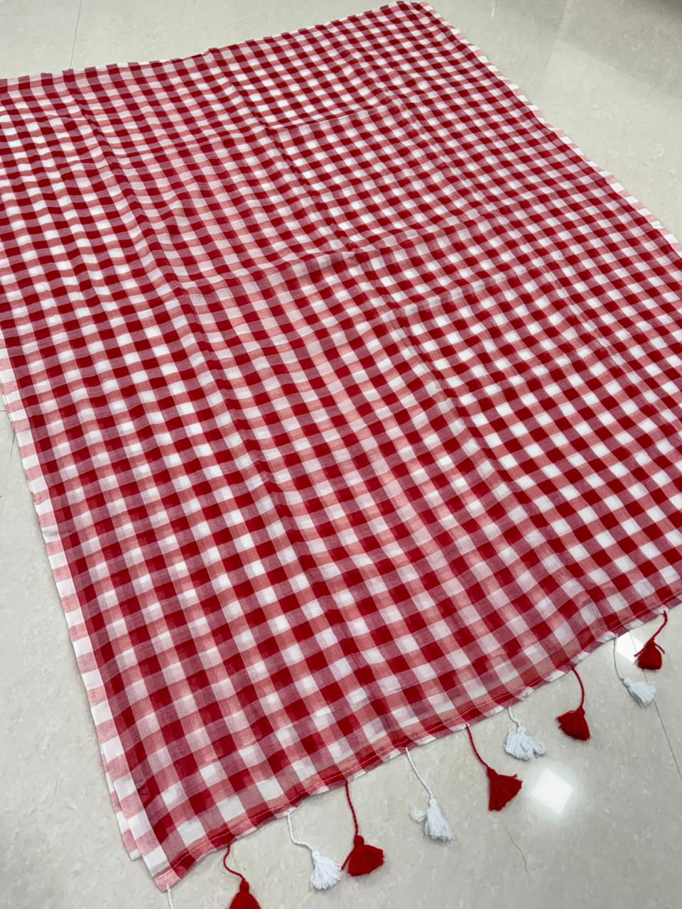 SS8688 Mul Cotton Checked Saree