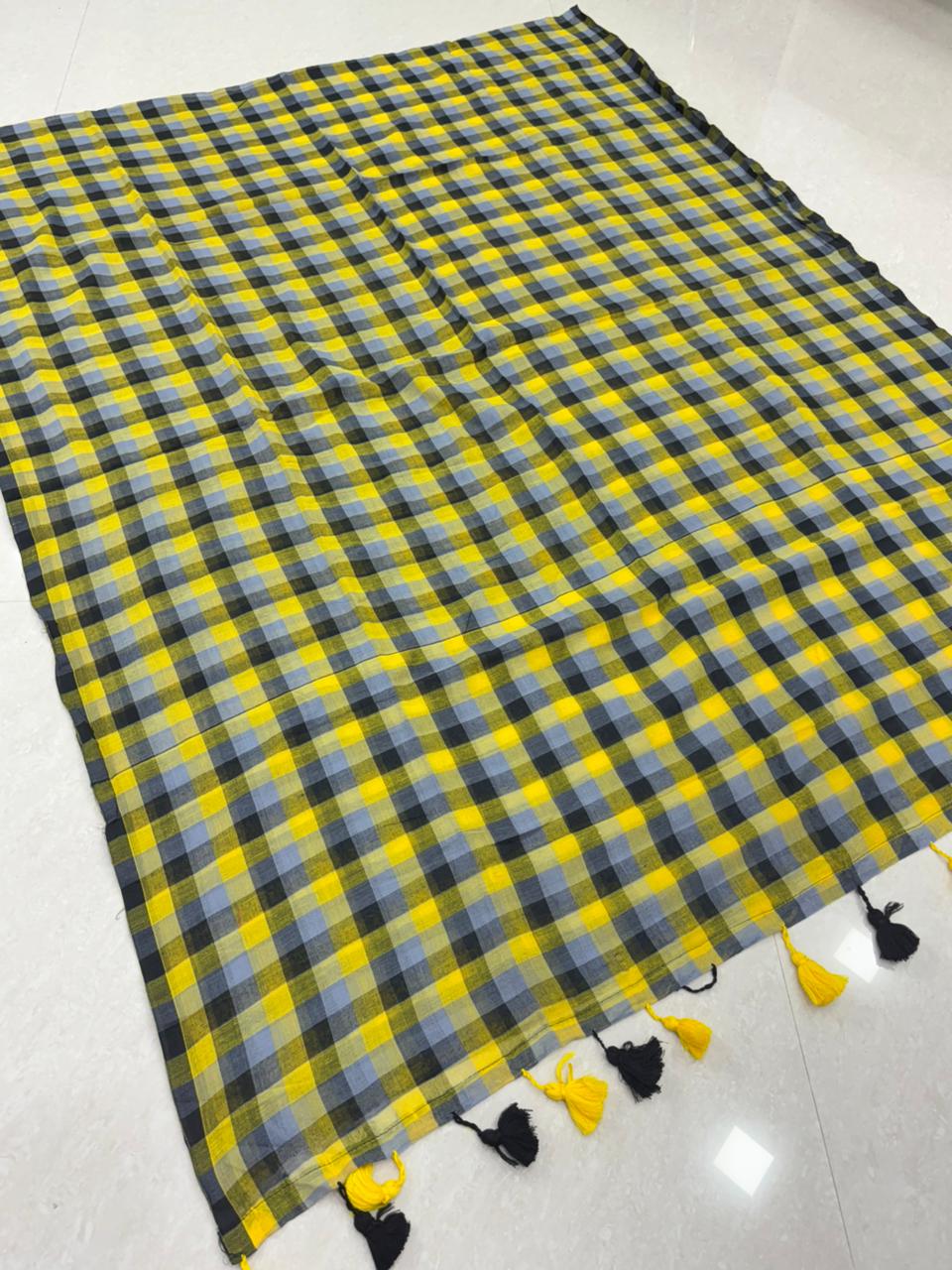 SS8687 Mul Cotton Checked Saree