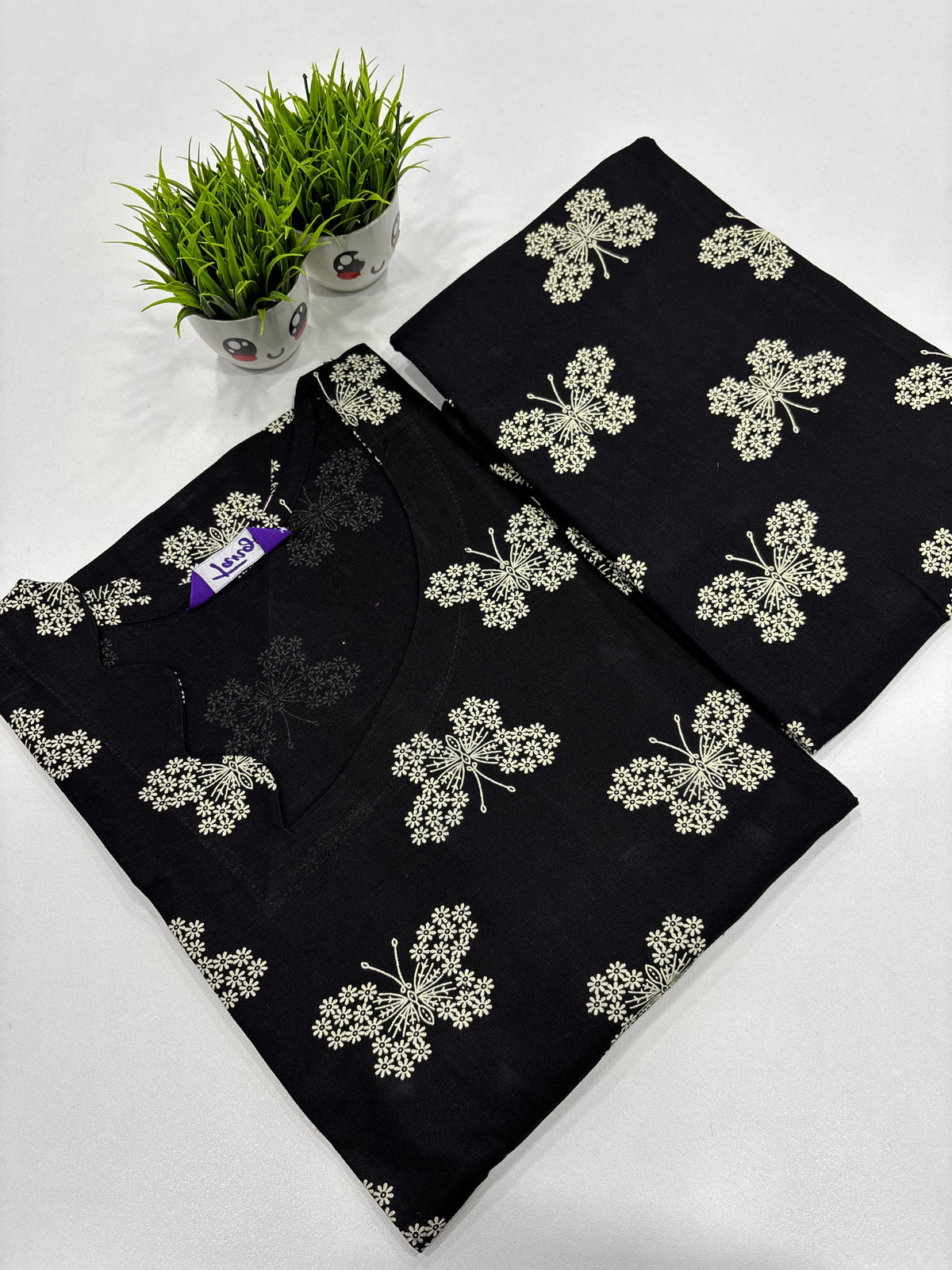 SS9165 Cotton Co-ord Set - BLACK