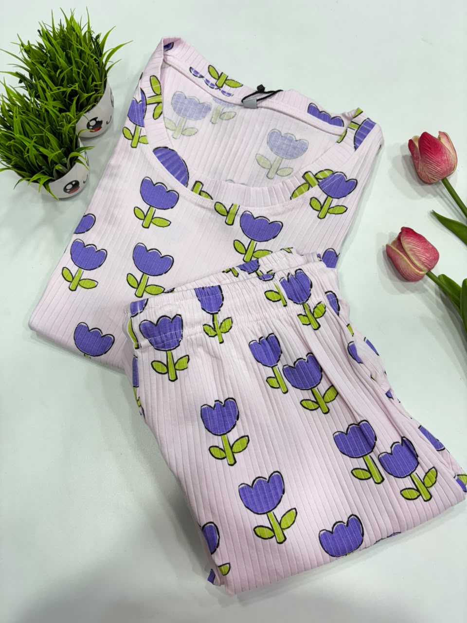 SS9317 Women’s knitted cotton Night Suit