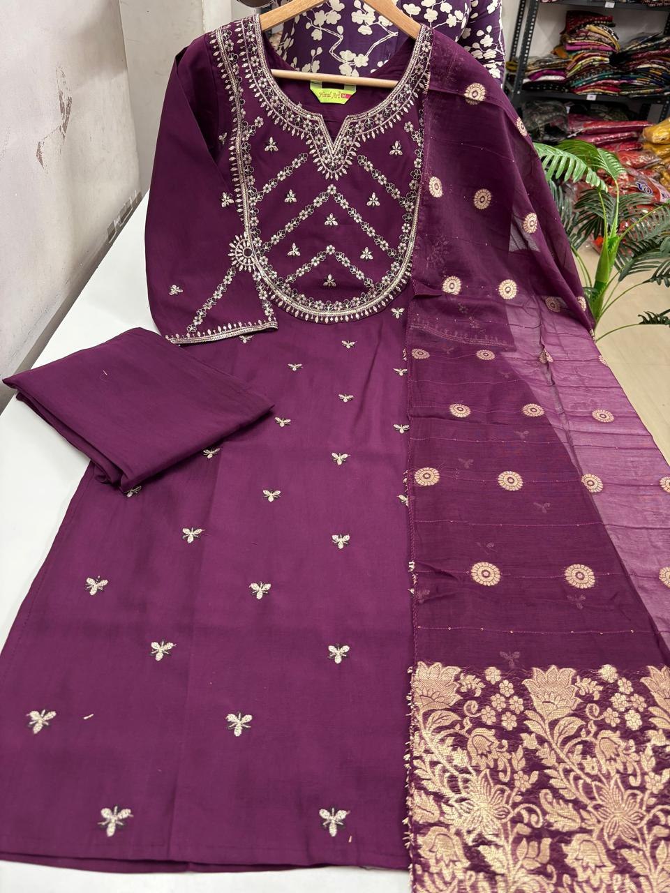 Vatican Silk Kurti With Pant & Dupatta Set