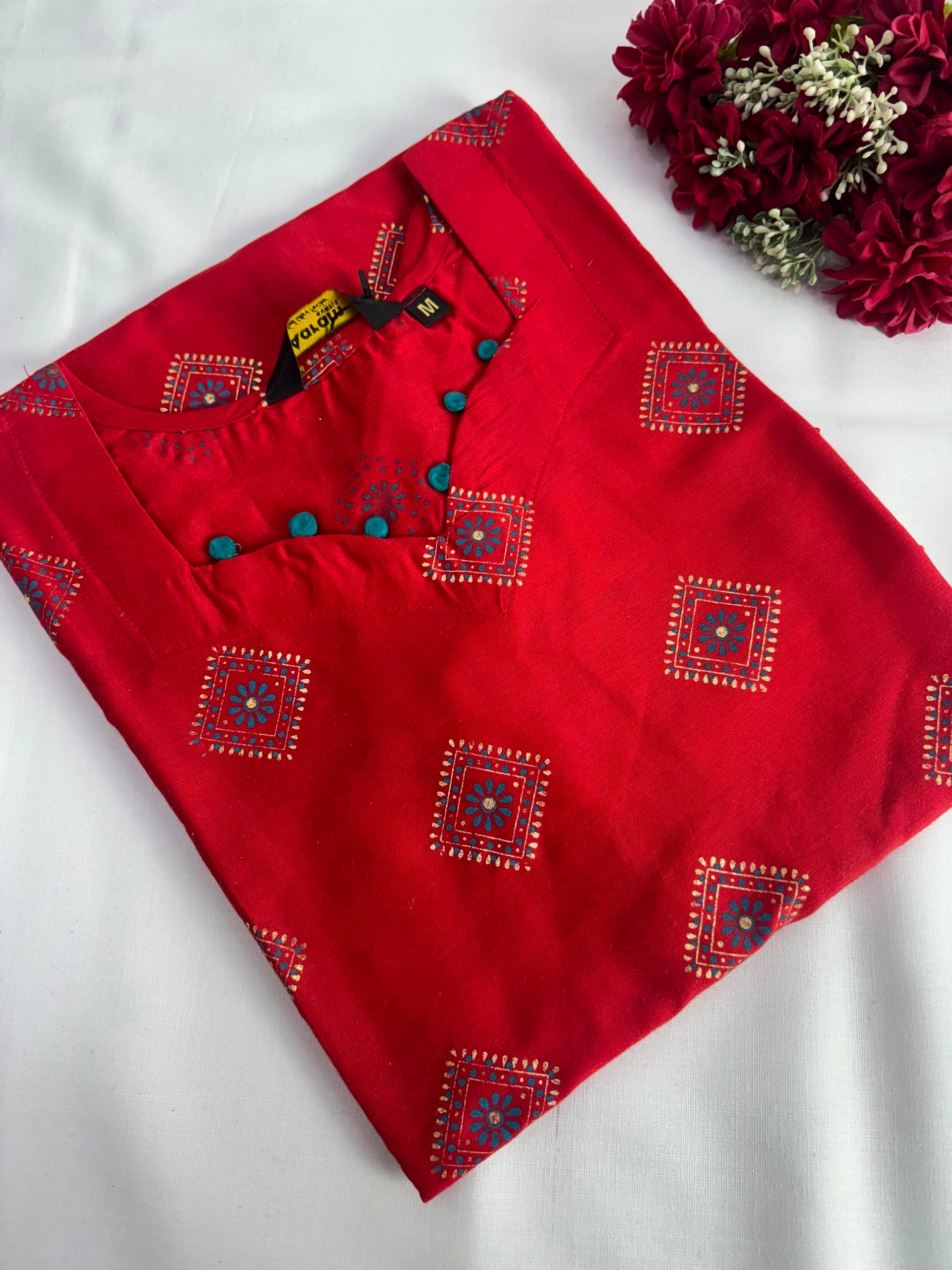 Silk Printed Side Open Kurti