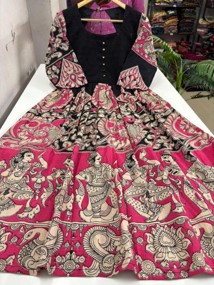 Kalamkari Cotton Maxi-PINK