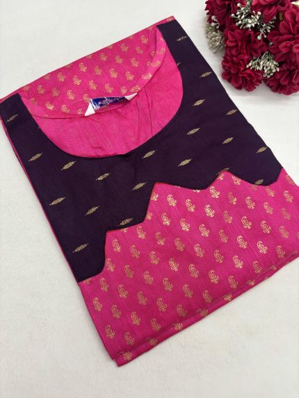 Printed Silk Side Open Kurti