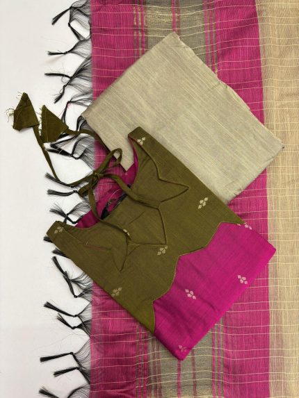 Raw Silk Kurti With Pant & Dupatta Set