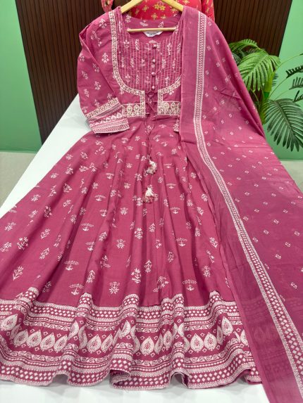 Mul Cotton Anarkali Dupatta Set
