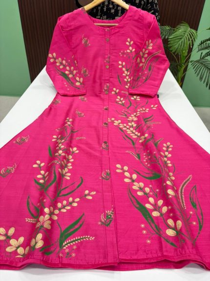 Semi Raw Silk A Line Kurti