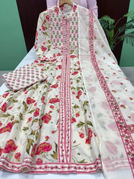 Premium Cotton Front Slit Anarkali Set