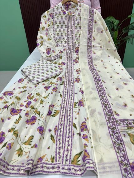 Premium Cotton Front Slit Anarkali Set