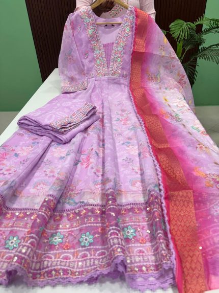 Premium Tissue Silk Anarkali Set